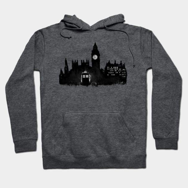 Police Box in London Hoodie by CrumblinCookie